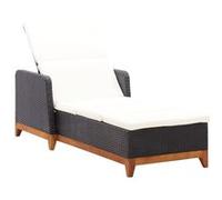Chaise longue Résine tressée et bois d acacia massif Noir Noir G
