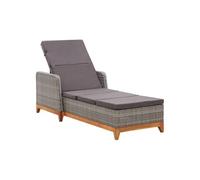 vidaXL Chaise longue Résine tressée et bois d'acacia massif Gris