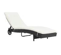 Chaise Longue Résine Tressée Marron et Blanc Terrasse Transat de Jardin vidaXL