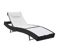 Chaise Longue Résine Tressée Noir et Blanc Transats Chilienne Jardin vidaXL