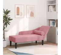 vidaXL Chaise longue 4007591 rembourrée en velours rose avec coussins, tissu doux