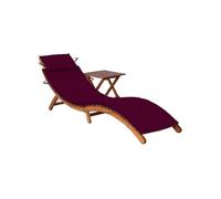 Lot de 2 Chaises Longues avec Table avec Coussins Transat Acacia Solide vidaXL