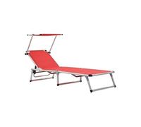Chaise longue rouge en aluminium L. 186 cm H. 25.5 cm pliable