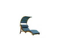 AXI Chaise longue de jardin Salina bois avec pare-soleil amovible et coussin Bleu