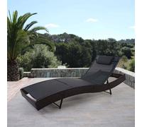 Chaise Longue Savannah, Polyrotin, Bain De Soleil Marron Chiné, Enveloppe Noir Noir