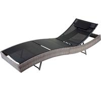 Chaise Longue Savannah En Polyrotin, Transat De Jardin Gris, Textilene Noir Gris