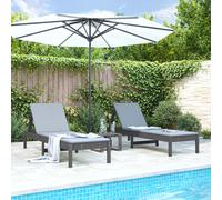 Vidaxl Chaises Longues Lot De 2 Gris 199,5x60x74 Cm Bois Massif De Pin