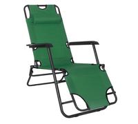 Chaise longue - Springos® - Modèle pliant - Vert - Appui-tête - Accoudoirs confortables
