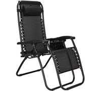 Chaise Longue - SPRINGOS® - Pliable - Noir - Réglable - Avec Porte-Gobelets
