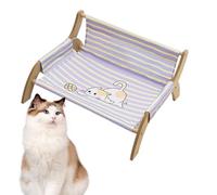 Chaise longue surélevée rayée pour chat | Hamac respirant pour chat et petit chien pour se détendre à l'intérieur, jouer et dormir