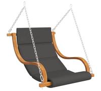 Chaise longue suspendue sans structure à bascule avec coussin en bois de buyer massif et finition teck, 115 x 100 x 67 cm, résistant aux intempéries, pour jardin, terrasse, balcon, ergonomique et
