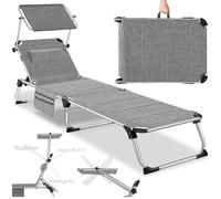 Chaise longue - TECTAKE - Chaise longue rembourrée pliable avec l'accent, dossier réglable sur 6 positions - Gris tacheté