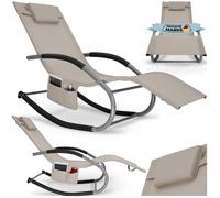 Chaise longue - TECTAKE - Fauteuil détente de jardin TAYA ergonomique avec fonction de balancement et accoudoirs incurvés - Beige