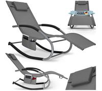 Chaise longue - TECTAKE - Fauteuil détente de jardin TAYA ergonomique avec fonction de balancement et accoudoirs incurvés - Gris
