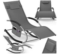 Chaise longue - TECTAKE - Fauteuil relax TAYA résistant aux intempéries, avec coussins, respirant - Gris