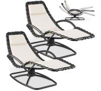 Chaise longue - TECTAKE - Lot de 2 chaises longues ergonomiques fonction balancement et textilène déperlant 77 x 170 x 83 cm - Beige