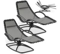 Chaise longue - TECTAKE - Lot de 2 chaises longues ergonomiques fonction balancement et textilène déperlant 77 x 170 x 83 cm - Gris