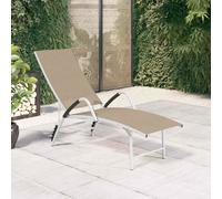 Chaise Longue Textilène et Aluminium Crème Bain de Soleil Transat vidaXL