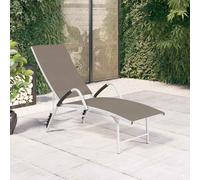 Chaise Longue Textilène et Aluminium Crème Bain de Soleil Transat vidaXL