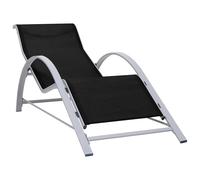 Chaise Longue Textilène et Aluminium Noir Bain de Soleil Transat Jardin vidaXL