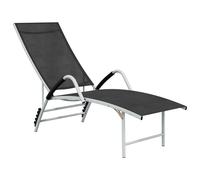 Chaise Longue Textilène et Aluminium Noir Bain de Soleil Transat Jardin vidaXL