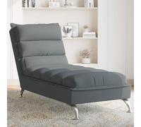 Chaise Longue Tissu Gris Foncé avec Coussin, Lattes Contreplaqué et Pieds | Respirant, durable, élégant, moderne, montage facile, instructions incluses, usage intérieur, pièce de vie