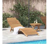 Vidaxl Transat 2 Pcs Marron Bois De Teck Massif