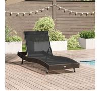 Chaise longue transat en polyrotin VIDAXL 197 x 70 x 82 cm marron - dossier 5 positions, textilène, résistante UV
