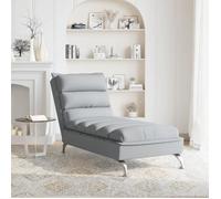 Chaise longue - V GEBY - Ty9468 - Gris clair - Tissu durable - Pieds en métal chromé