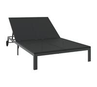 Chaise Longue Vidaxl Avec Coussins Et Roues Pour 2 Personnes En Poly Rattan Noir