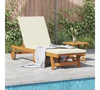 Chaise Longue Vidaxl Avec Des Roues Et Un Coussin Crème En Bois Massif