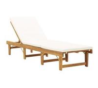 Chaise longue vidaxl beige H. 30 cm en acacia L. 200 cm non empilable pliable Blanc G