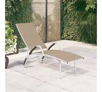 Chaise longue vidaxl beige L. 170 cm en aluminium H. 96 cm empilable non pliable beige G