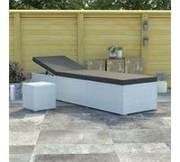 Chaise longue blanc L. 60 cm en resine tressee H. 40 cm non empilable non pliable