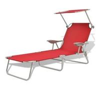 Chaise longue vidaxl en acier rouge L. 58 cm H. 27 cm non empilable pliable rouge G