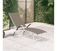 vidaXL Chaise longue Textilène et aluminium Taupe 310523