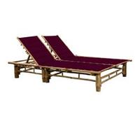 Vidaxl Chaise Longue Pour 2 Personnes Avec Coussins Bambou