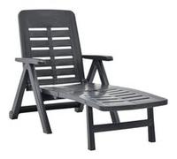 Chaise Longue Pliante Réglable En Plastique Anthracite Chaise De Jardin D'extérieur Légère