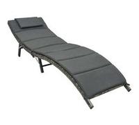 Vidaxl Chaise Longue Pliable Avec Coussin Résine Tressée Gris Gris