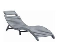 vidaXL Chaise longue Bois d'acacia solide pliable Gris H. 51 cm L. 190 cm