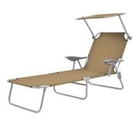 Chaise longue vidaxl H. 27 cm marron L. 58 cm en acier pliable Marron G