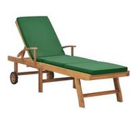 Chaise longue vidaxl H. 35 cm vert L. 195 cm en teck non pliable vert G
