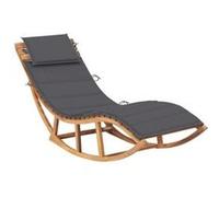 Chaise longue vidaxl H. 73 cm L. 60 cm gris en teck non pliable bois G