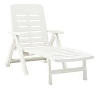 Chaise longue pliable unie - Blanc - 72 x 189 x 96 cm