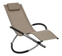 Chaise longue vidaxl L. 121 cm H. 59.5 cm marron en acier non empilable pliable Gris G
