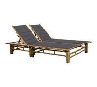 Chaise longue vidaxl L. 130 cm gris H. 87 cm en bambou non empilable non pliable gris G