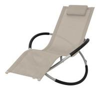 Chaise longue vidaxl L. 144 cm noir H. 85 cm en acier non empilable pliable Beige G