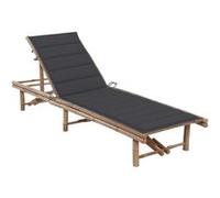 Chaise longue L. 200 cm gris en bambou H. 30 cm non empilable non pliable