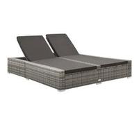 Chaise longue vidaxl L. 202 cm beige H. 80 cm en resine tressee non empilable non pliable Gris G