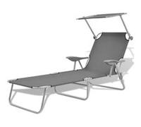 Chaise longue vidaxl L. 58 cm en acier H. 27 cm gris pliable gris G